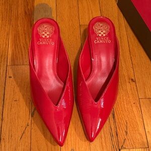 Vince Camuto Red Patent Leather Mules